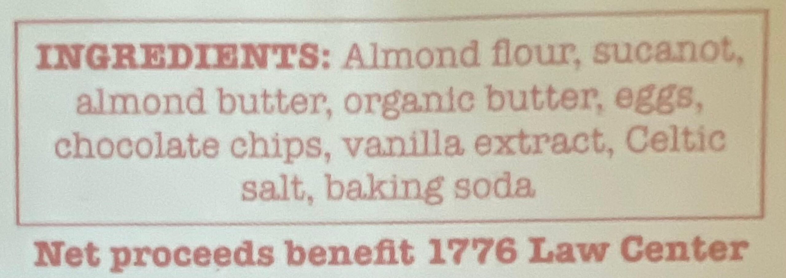 Almond Cookie ingredients